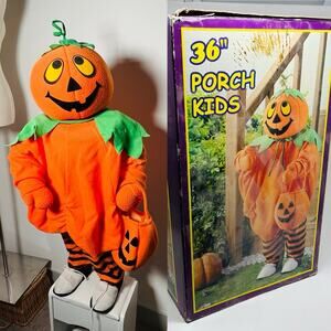 Porch Kids Vintage Halloween Pumpkin 36" Tall Trick-or-Treat Greeter Box Kmart